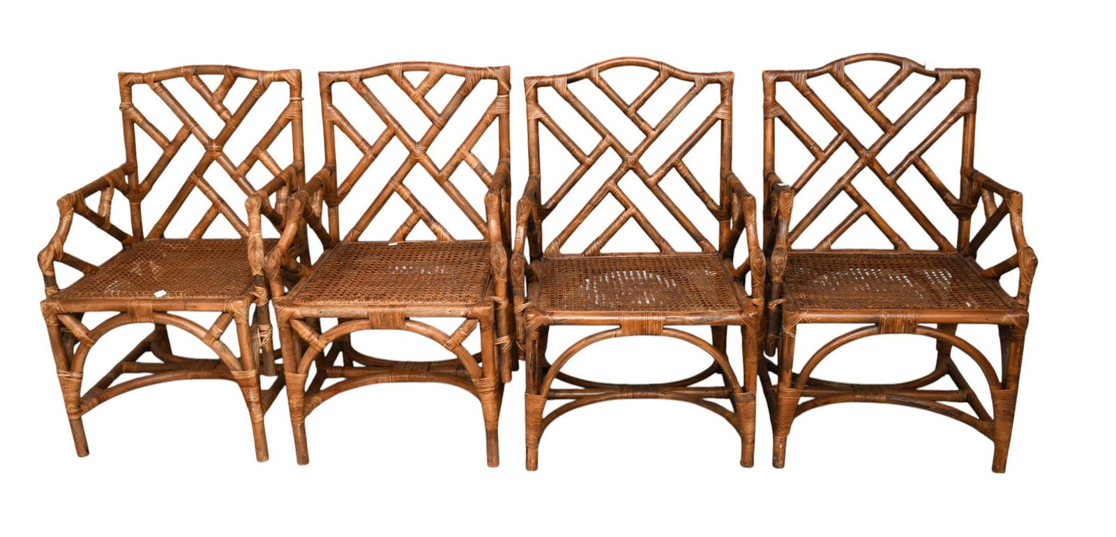 4 Chippendale Style Vintage Rattan (1 of 11)