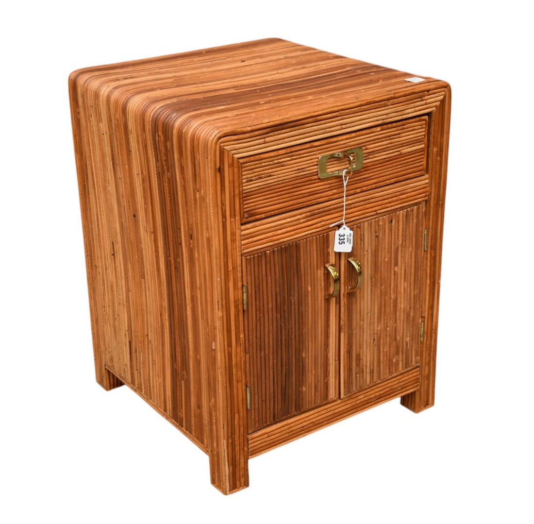 Vintage Pencil Reeded Nightstand, Single Drawer Over: Vintage Pencil Reeded Nightstand, Single Drawer Over Doors ***If this item is not picked up by the Friday following the auction, it will be moved to offsite storage and pickup will be by appointment o