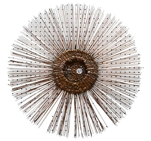 William Friedle Sunburst Brutalist Wall Sculpture. 29"dia