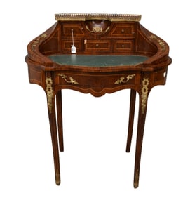 Diminutive Mahogany Writing Desk with Gilt Metal Mounts, 41"h x 33"w x