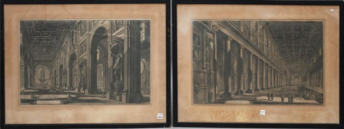 Two Piranesi, Giovanni Battista Piranesei (Italian, 1720-1778) Etching and Engravings: 1) Veduta