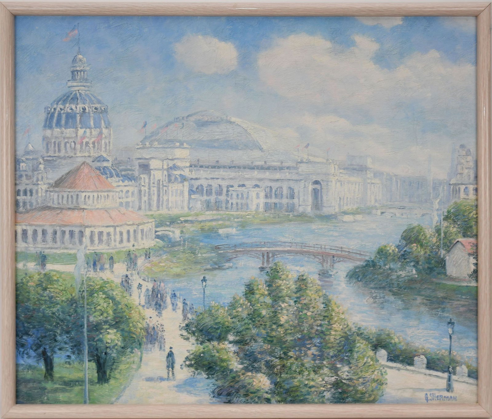 Gail Sherman Corbett (American 1871-1952) oil on board, 1893 Worlds Columbian Exposition, sight 20 x (1 of 6)