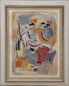 Morris Davidson (Am. 1898 - 1979) Mixed Media Abstract on heavy Paper, signed and dated 78. sheet