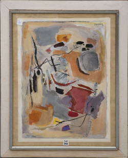 Morris Davidson (Am. 1898 - 1979) Mixed Media Abstract on heavy Paper, signed and dated 78. sheet: Morris Davidson (Am. 1898 - 1979) Mixed Media Abstract on heavy Paper, signed and dated 78. sheet size is 23 x 16-3/4 inches. Overall framed same 29 x 23-1/4 inches