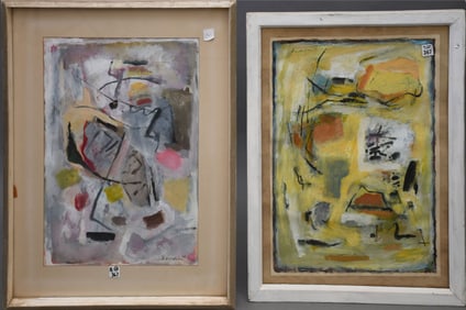 2 Pieces sold together: Morris Davidson (Am. 1898 - 1979) Mixed Media Abstracts on heavy Paper, one