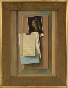Gerald Norden (British 1912-2000) Oil on Masonite Panel, Trompe-l'oeil painting, 16 x 12 in.