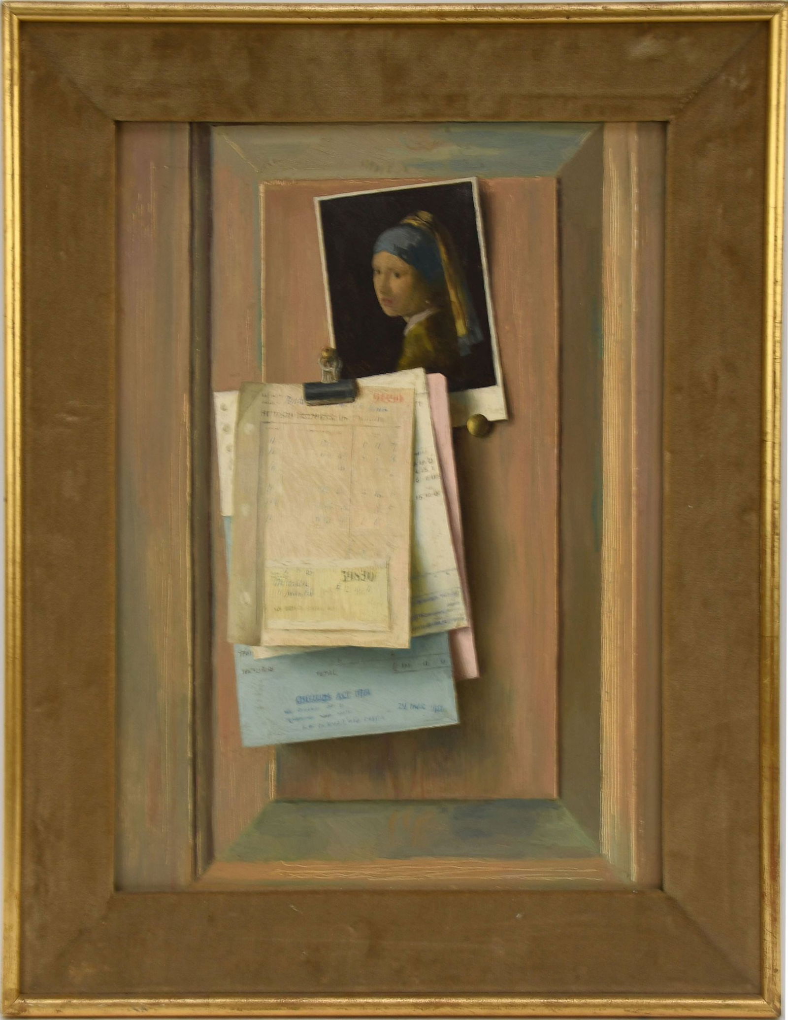 Gerald Norden (British 1912-2000)  Oil on Masonite Panel, Trompe-l'oeil painting, 16 x 12 in. (1 of 4)