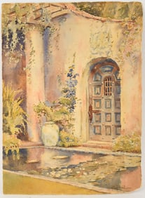 Florence Robinson (American 1874-1937) watercolor on paper, Doorway, sign lower right, Unframed,