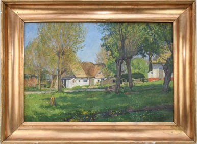 Einar William Bogh (Denmark 1877 - 1938) Landscape with cottage, oil on canvas, 19 x 28 inches.