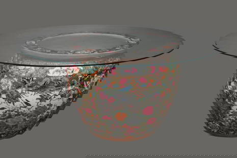 Oversized Chinese Fish Bowl/Jardiniere With Removeable Glass Top, 16"h x 19"w: Oversized Chinese Fish Bowl/Jardiniere With Removeable Glass Top, 16"h x 19"w