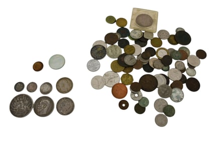 Foreign Coin Lot Some Silver. 1786 Peru 2 Reales 1858 Austria King Franz Joseph 1898 Russian Ruble,