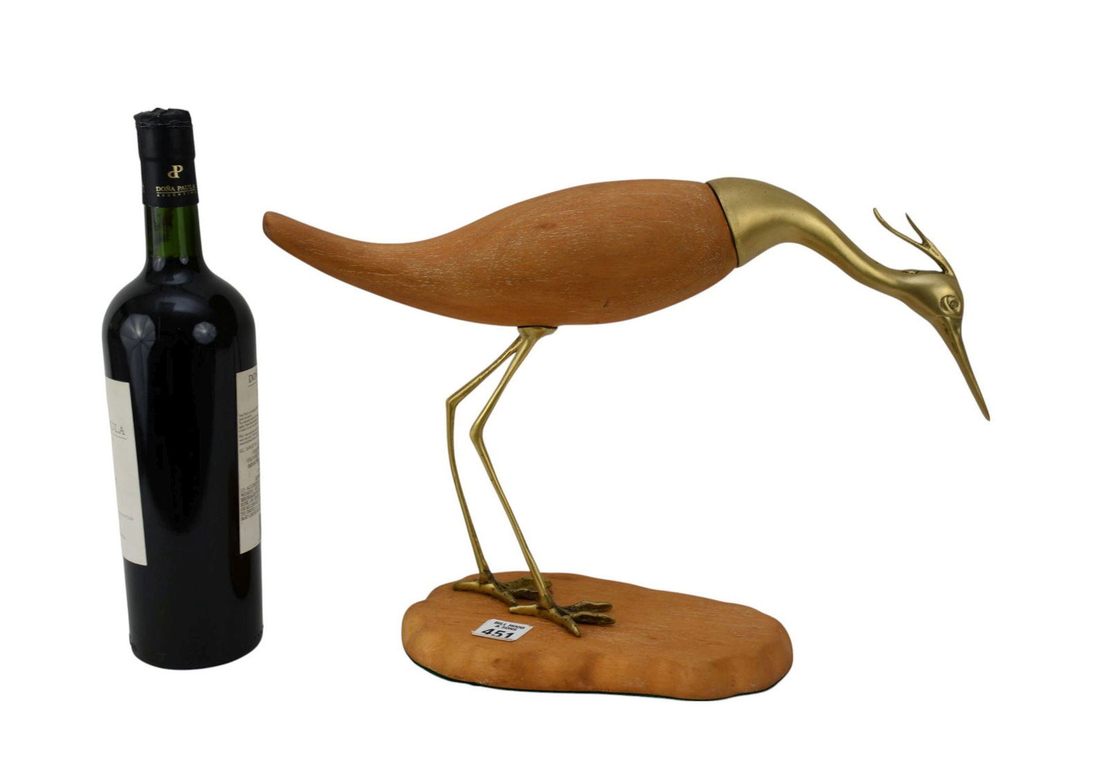 MCM style Carved Wood and Brass Bird probably Italian. 10 x 16 inches: MCM style Carved Wood and Brass Bird probably Italian. 10 x 16 inches