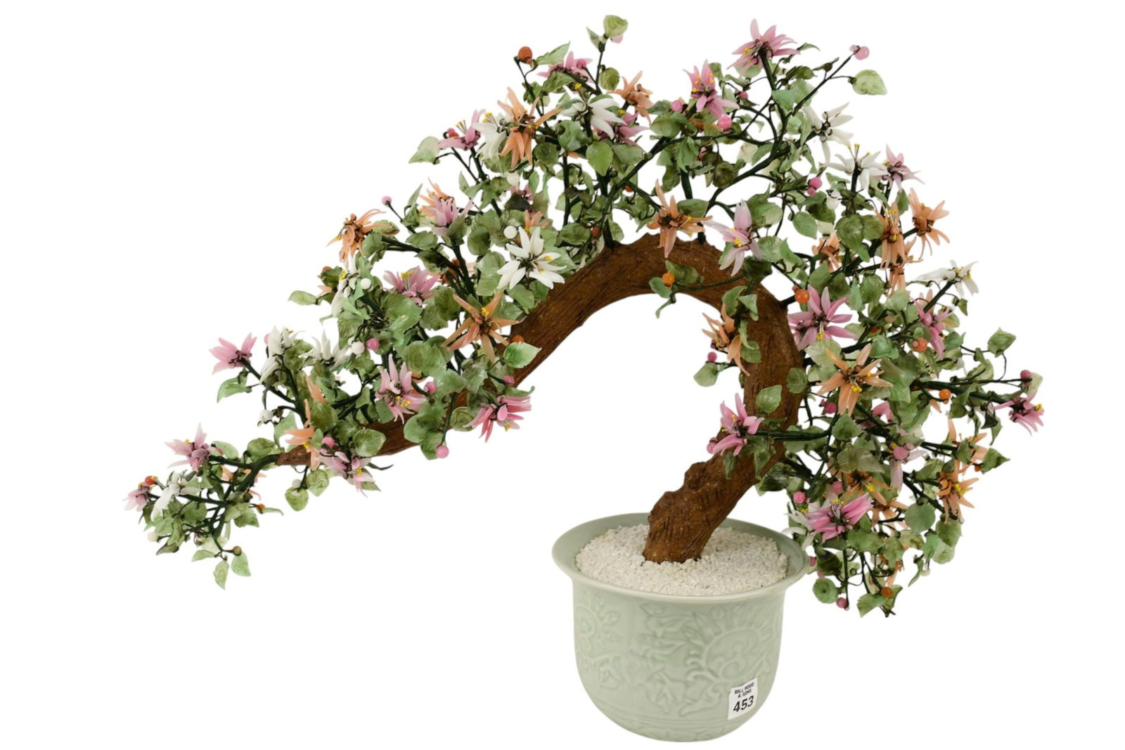 20th Century Chinese Jade Tree in Celedon vase, 28L x 20H. Inches. (1 of 5)