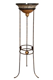 Tall Decorative Iron Trifed Plant Stand 60 in. tall, with removable Pottery bowl at top 16 in.