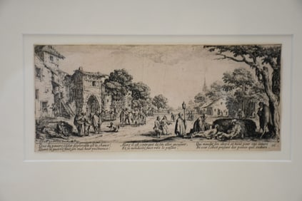 AFTER JACQUES CALLOT, Etching on paper, Les Mourant's…., sight size 3 ¼ x 7 ¼ overall framed