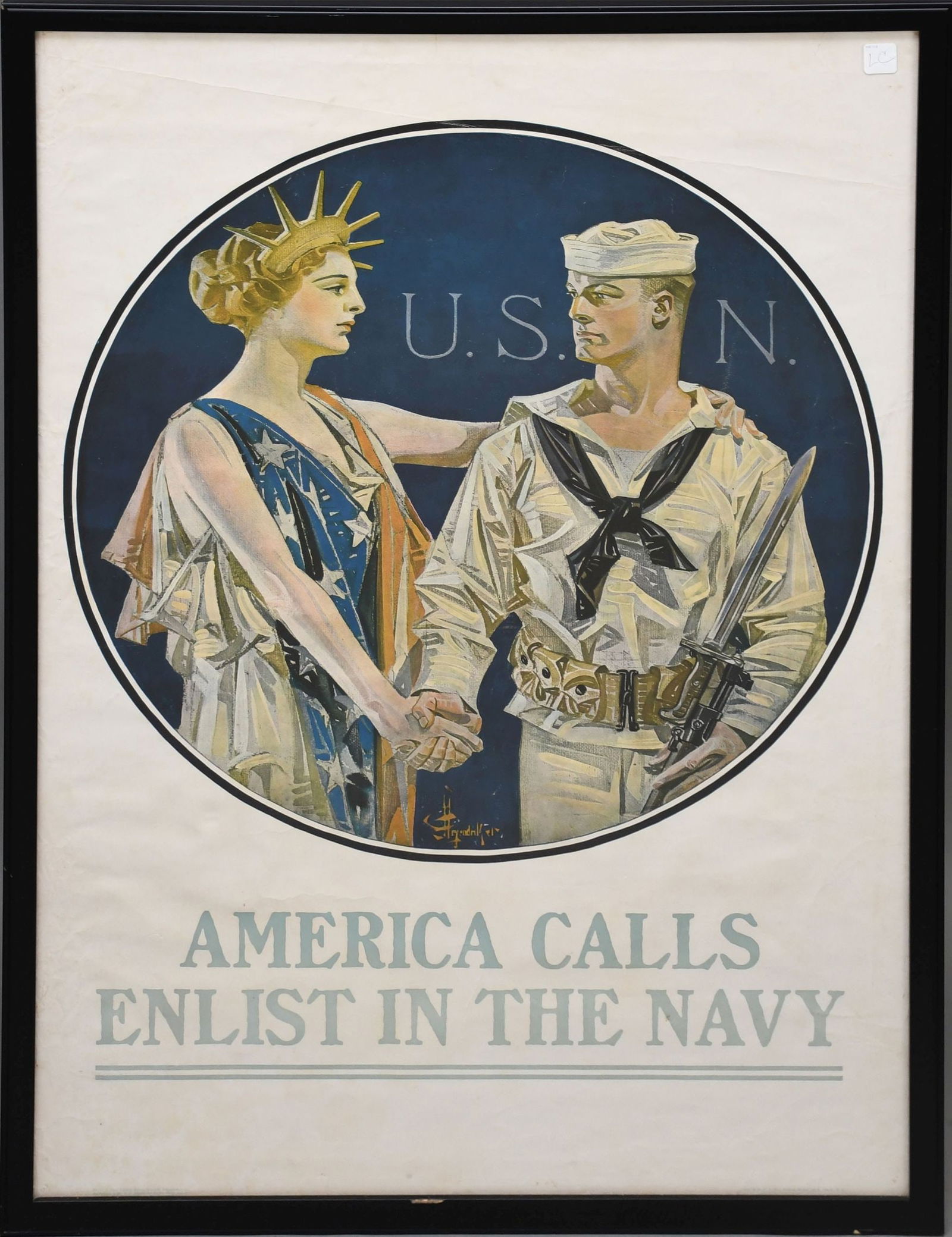 Vintage Iconic WWI Recruiting Poster America Calls- Enlist in the Navy. poster 42 1/2 x 30 inches (1 of 7)