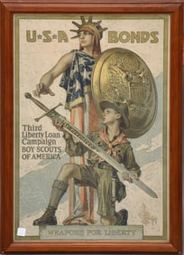 WWI Weapons for Liberty Poster, US bonds 33 x 23 inches overall