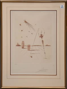 Salvador Dali (Spain, 1904-1989)  Etching - L-Astre, Pencil signed and EA in bottom margin. 15-1/2 x: Salvador Dali (Spain, 1904-1989) Etching - L-Astre, Pencil signed and EA in bottom margin. 15-1/2 x 11-3/4 inches, overall framed size 27-1/2 x 20-1/2 inches