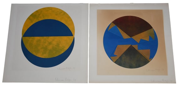 Feliciano Bejar (American, 1920-2007), 2 Pieces: Collages of colored cut paper in shapes. Double