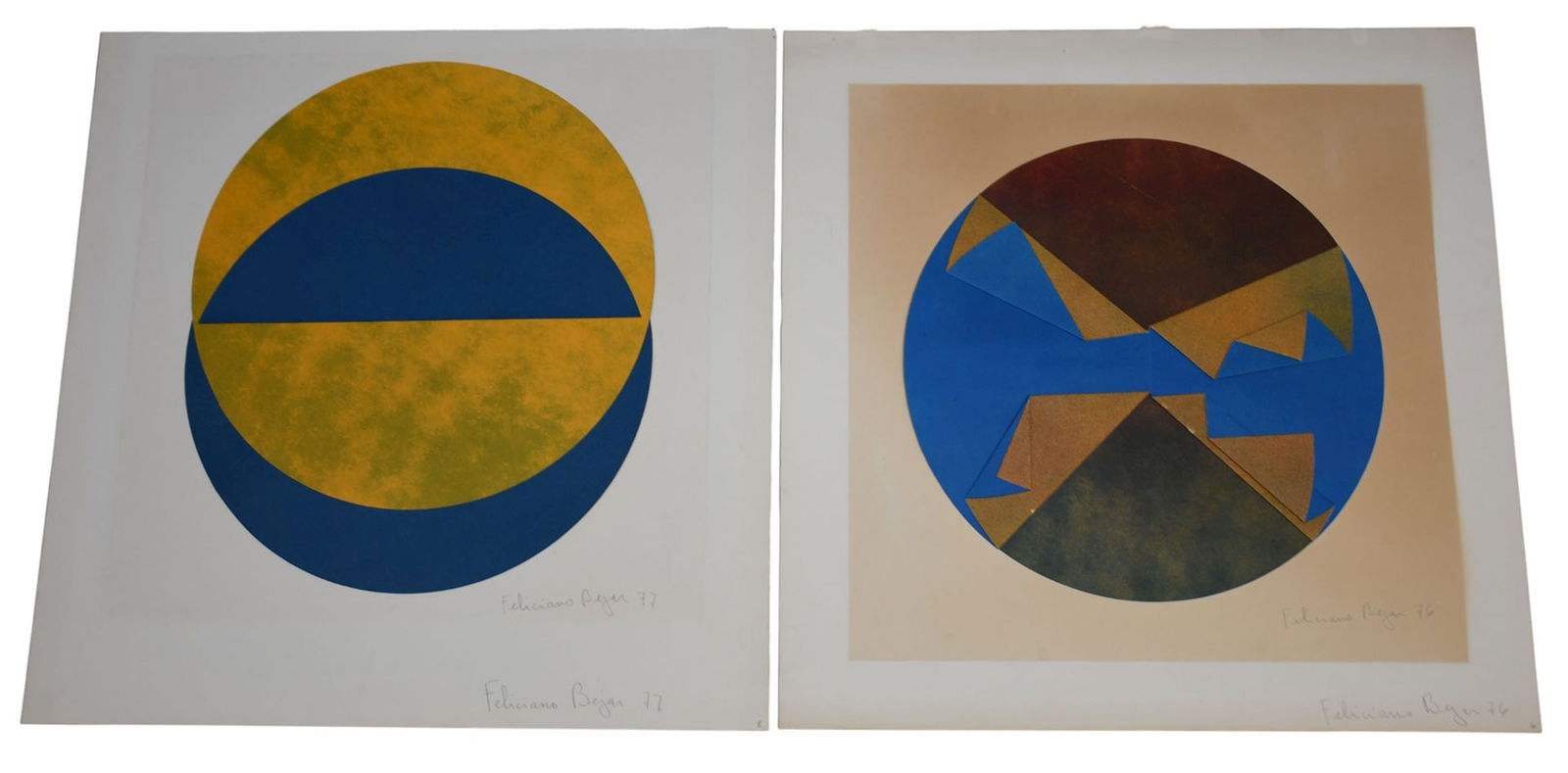 Feliciano Bejar (American, 1920-2007), 2 Pieces:  Collages of colored cut paper in shapes. Double (1 of 6)