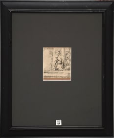 Antique Rembrandt etching the prodigal son image size 6 x 5 1/4?? overall frame size 26 1/2 x 22