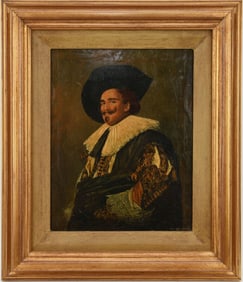 Franz Halls Print on panel with over paint, 10-3/4 x 9 1/2 inches. Overall framed size 13-3/4 x 16