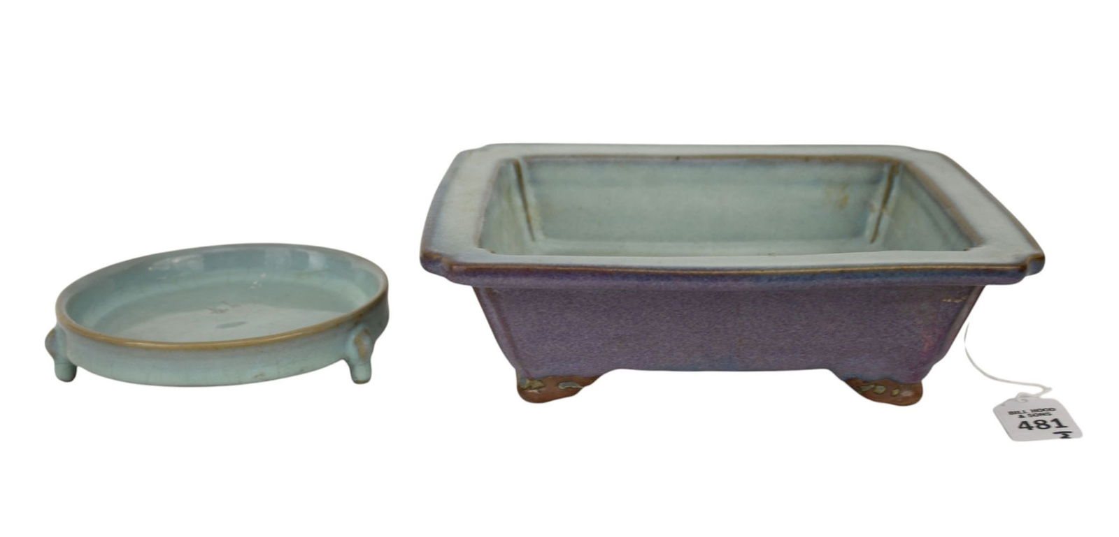 Chinese Flambe Planter & Ru-Style Censer - Two Chinese porcelain (stoneware) articles. Comprising A) (1 of 7)