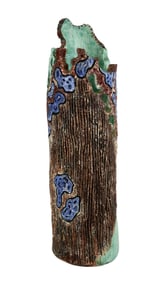 Modern Studio Art Pottery Tall Vase, Illegible Signature on Bottom, 21"h x 7"dia