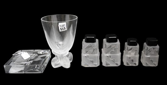 6 Assorted Crystal Tablewares, 4 Nancy France Scent Bottles (2 1/2"h & 4 1/2"h), Baccarat Ashtray