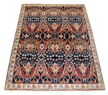 Persian Tabriz Oriental Rug / Carpet, 8' x 10'6" (one fringe worn, torn & stained) see pics: Persian Tabriz Oriental Rug / Carpet, 8' x 10'6" (one fringe worn, torn & stained) see pics
