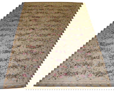 Floral French Aubusson Needlepoint Rug / Carpet, 9' x 12' (overall good condition): Floral French Aubusson Needlepoint Rug / Carpet, 9' x 12' (overall good condition)