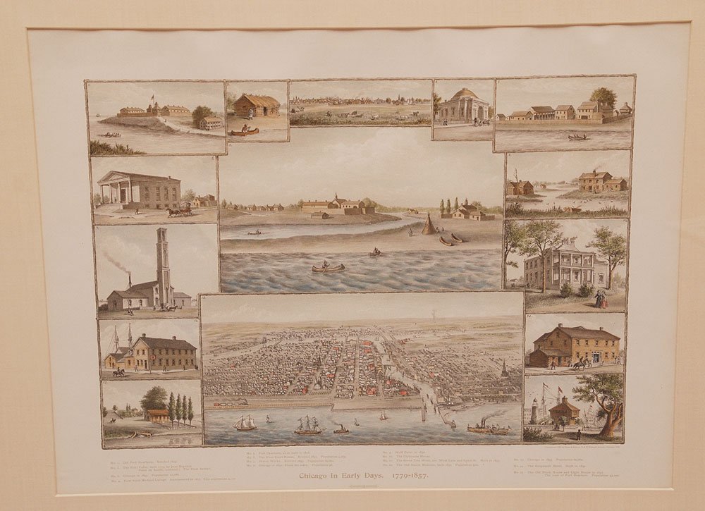 Currier & Ives "The City of Chicago" plaque on from ins: Currier & Ives "The City of Chicago" plaque on from inscribed "Currier & Ives City of Chicago Collection of The Northern Trust Company". Sight 24" x 33"