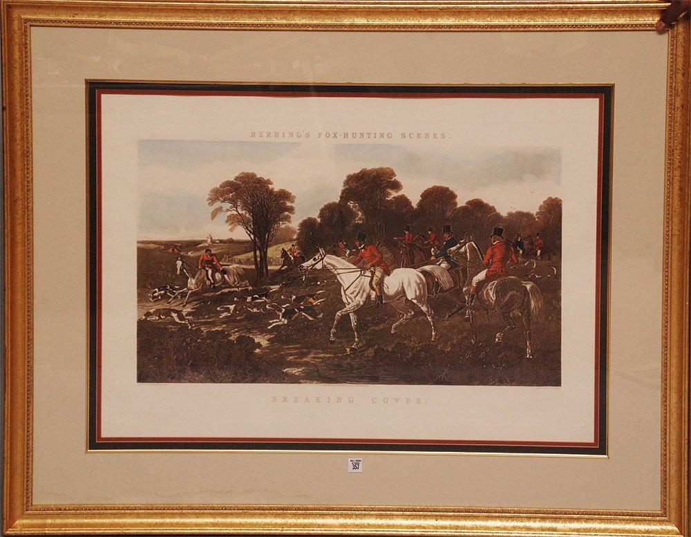 Herrings fox, hunting scenes, "Breaking Cover" 1867, 24: Herrings fox, hunting scenes, "Breaking Cover" 1867, 24" x 36" sight