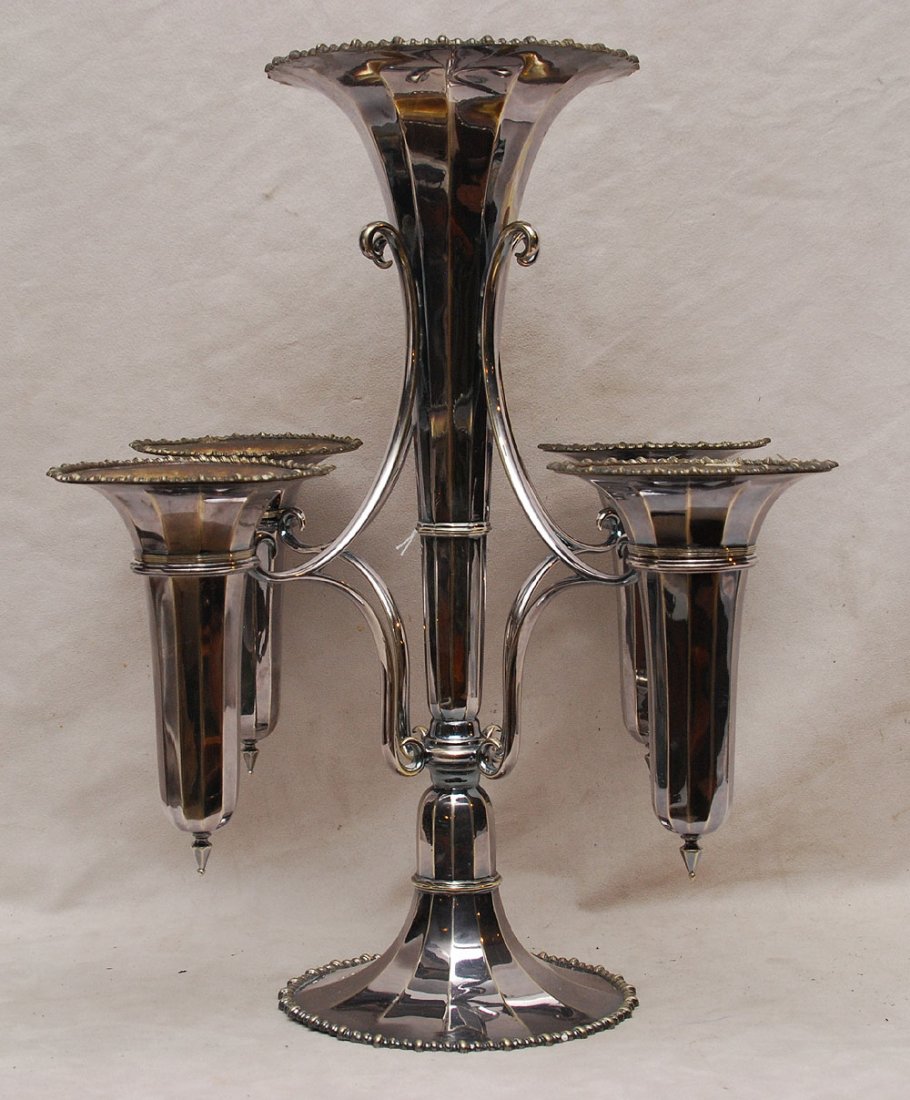 Silver plated Epergne, 18"h x 16"w: Silver plated Epergne, 18"h x 16"w