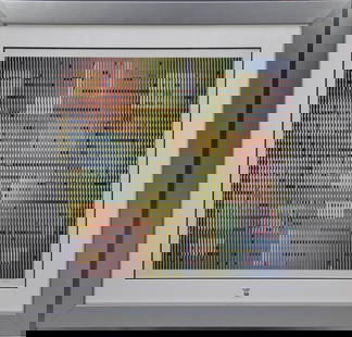 Yaacov Agam (Israeli b.1928) Silkscreen Print on acrylic, signed low right and number 91/200. Sight: Yaacov Agam (Israeli b.1928) Silkscreen Print on acrylic, signed low right and number 91/200. Sight size 24 x 26 inches. Overall framed size 33 5/8 x 36 inches, few damages has some ink losses.
