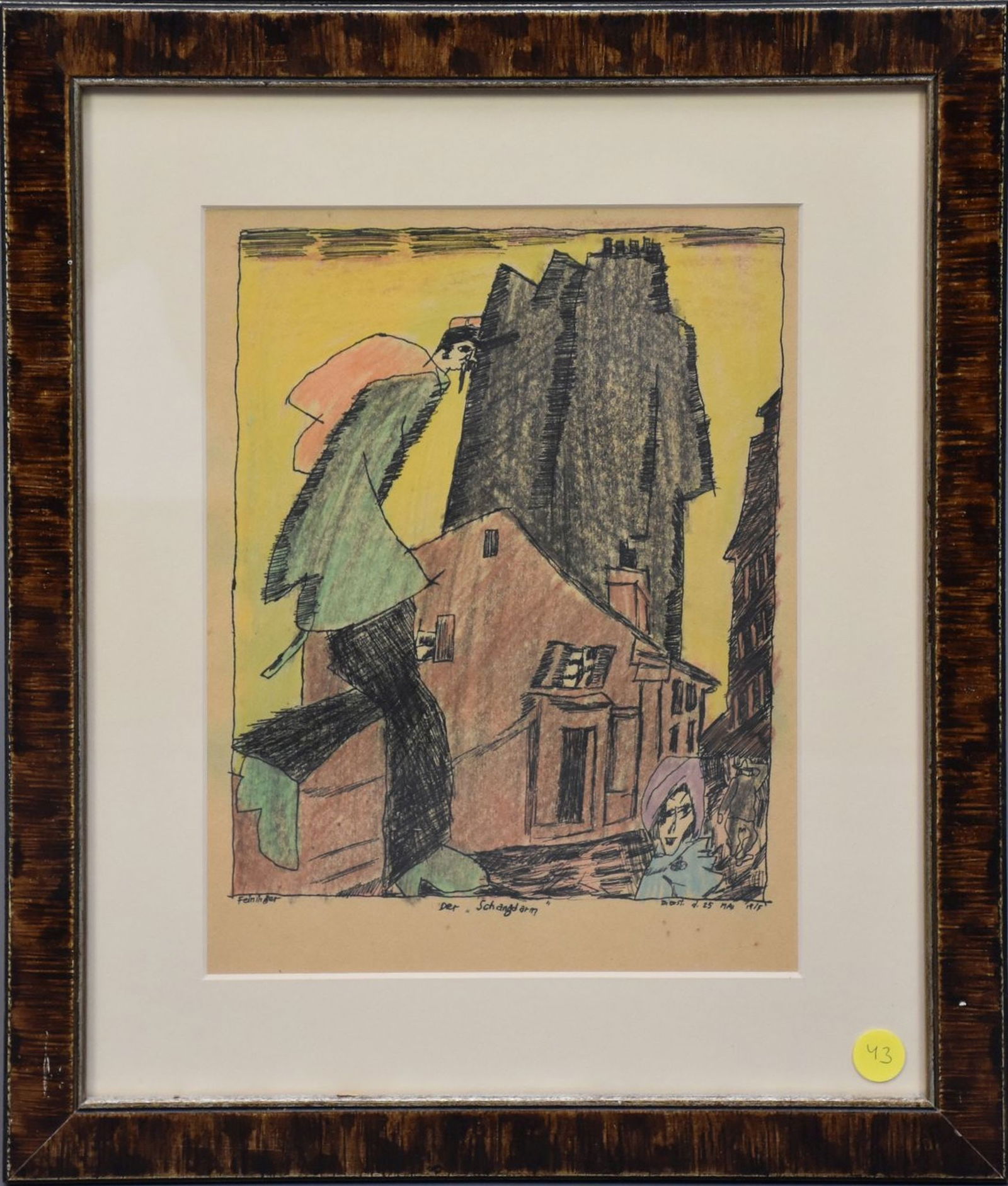 After Lyonel Feininger - Print, Der Schangdarm. Plate signed and dated 1915. 11-1/2 x 8-3/4 inches (1 of 8)