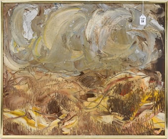 William Congdon (American, 1912-1998) heavy oil on Masonite board, Abstract Landscape- EGYPT