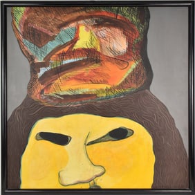 Pablo ROMERO (Mexican, 20th C.) Oil On Canvas "Super Ego", 38" x 38"