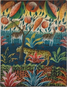 Haitian Jungle Scene oil on canvas, 12 x 16 inches Signed Gerald