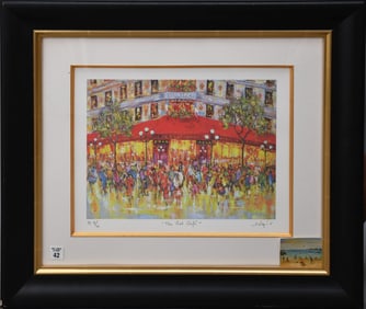 Duaiv (B. 1952) French, Off Set Lithograph. Titled "The Red Cafe". Signed in pencil lower right.