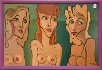 HARVEY PARKS (American 1948 - 2017) Original Oil Painting on Canvas, 3 nudes