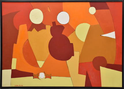 Arnold Weber, American, 1921-2010. oil on canvas, abstract composition, signed and dated November: Arnold Weber, American, 1921-2010. oil on canvas, abstract composition, signed and dated November 1967 lower left, 31" x 45"