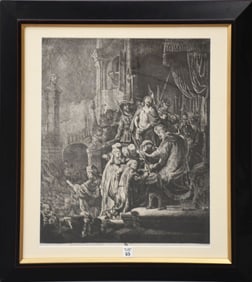 Rembrandt (After by Amand Durand) "Christ Before Pilate" , Large Etching , Sight 21" x 17" Frame
