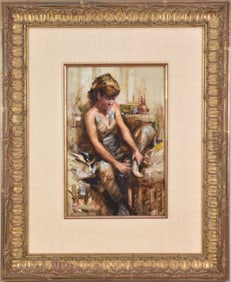 Giacinto Bertonazzi (Italian 20th Century) oil on board, Ballerina , 11 1/4 x 7 1/4,
