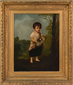 "Flowers for Mom" By unidentified Victorian artist (British School, ca. 1850) 18 x 14 inches. oil