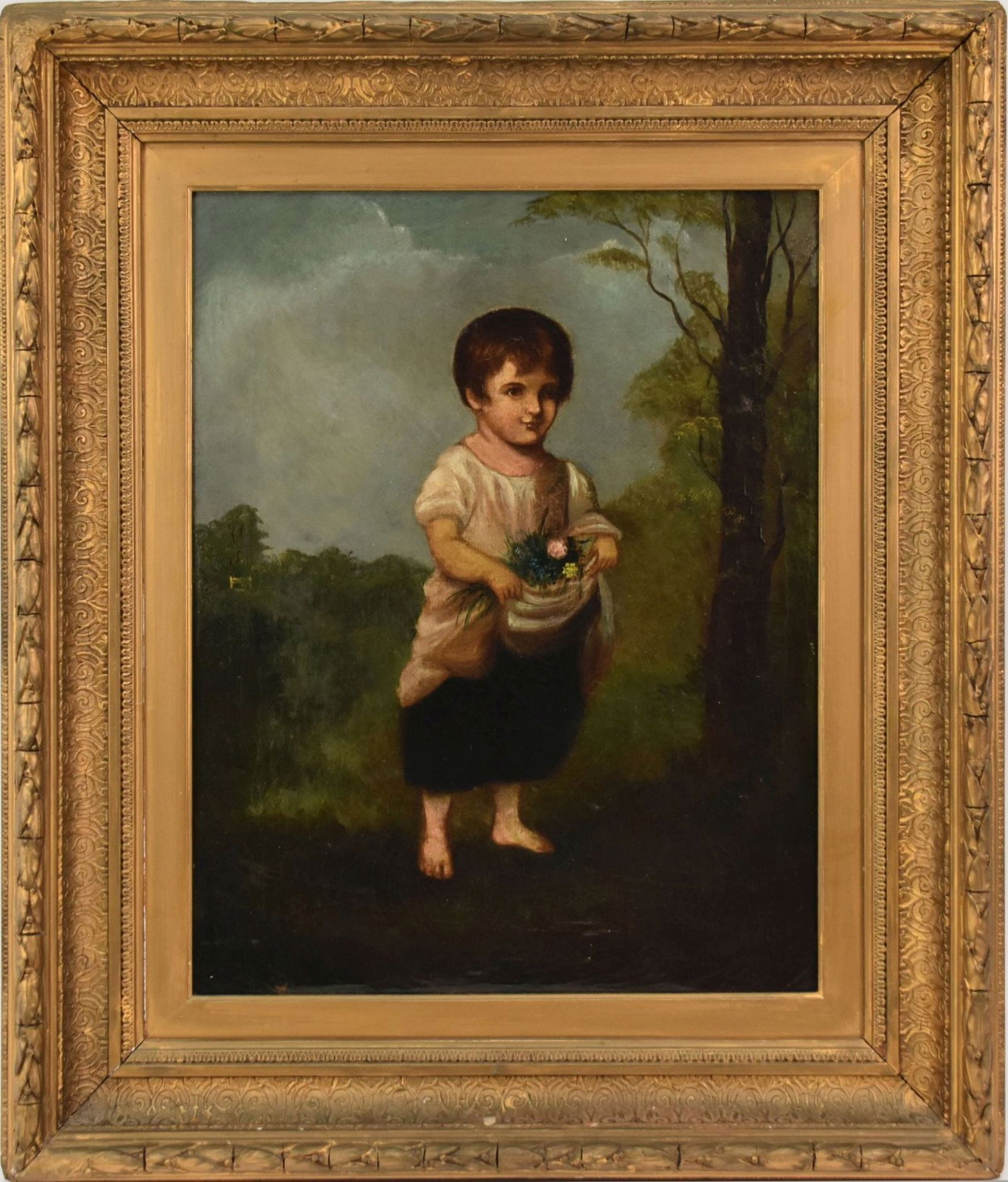 "Flowers for Mom"  By unidentified Victorian artist (British School, ca. 1850) 18 x 14 inches. oil (1 of 7)