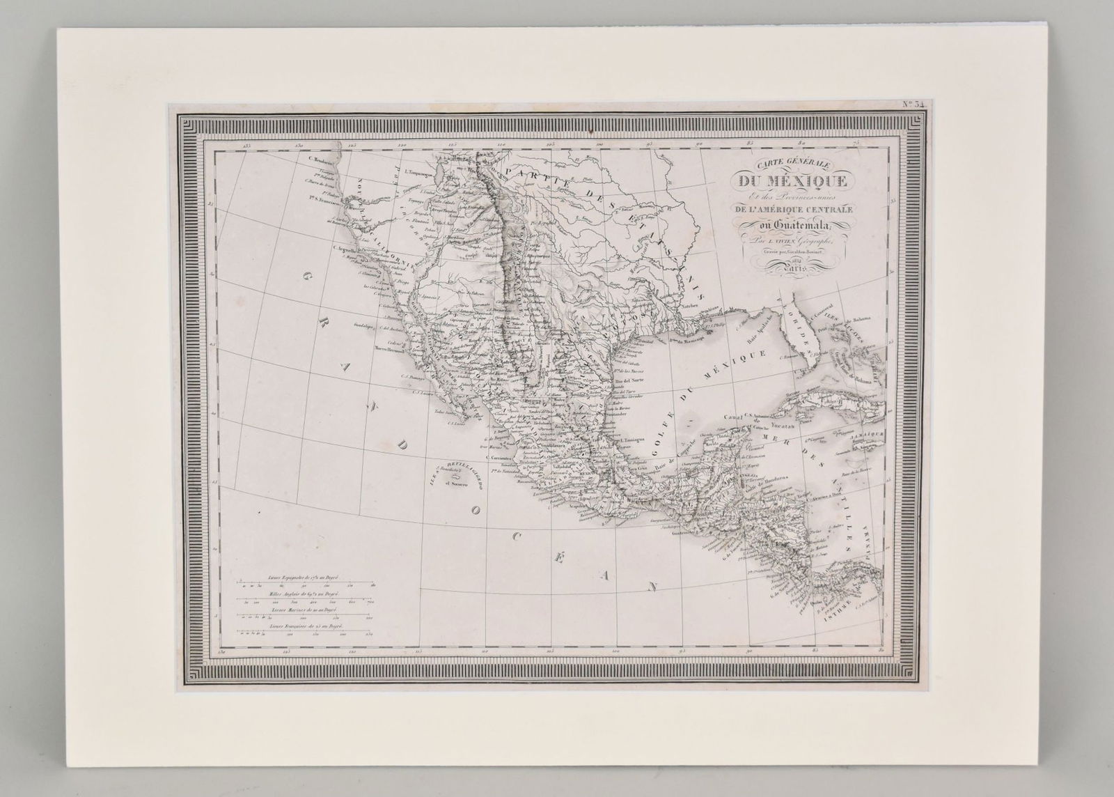 Vivien de Saint-Martin, Louis (French 1802-1896) Antique Map, Mexico, Carte Generale Du Mexique Ed (1 of 5)