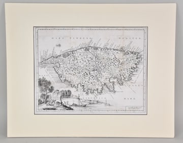 Antique Map, Map of the Kingdom of Corsica, Venice 1740, Giovambattista Albrizzi (Italy 1698-1777),