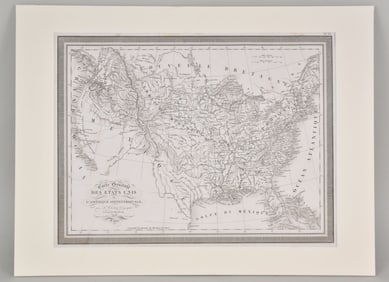 Vivien de Saint-Martin, Louis (French 1802-1896) Antique Map, United States, Carte Generale des