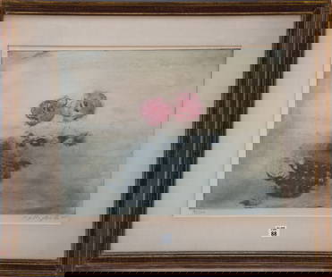 Kaiko Moti, (Indian, 1921-1989) Original Etching Title "Venice"  Signed, Numbered  9/120 and dated: Kaiko Moti, (Indian, 1921-1989) Original Etching Title "Venice" Signed, Numbered 9/120 and dated 1965 on lower edge, Sight Size 16" x 20.75" Frame size 25" x 29" Etchings International Label on Verso